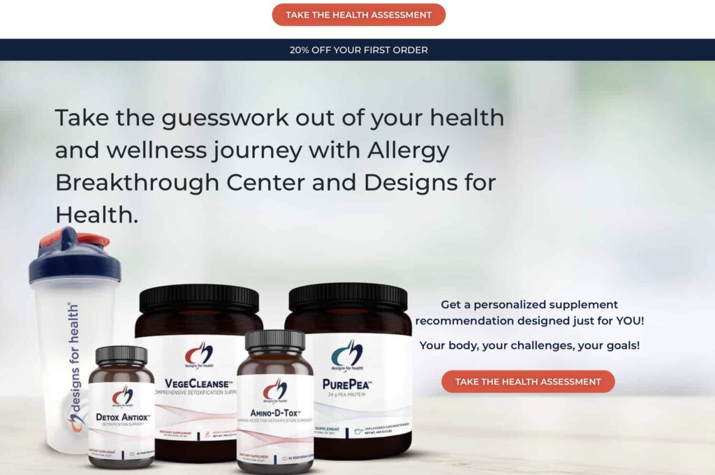 Designs for Health wellness assessment and supplement recommendations